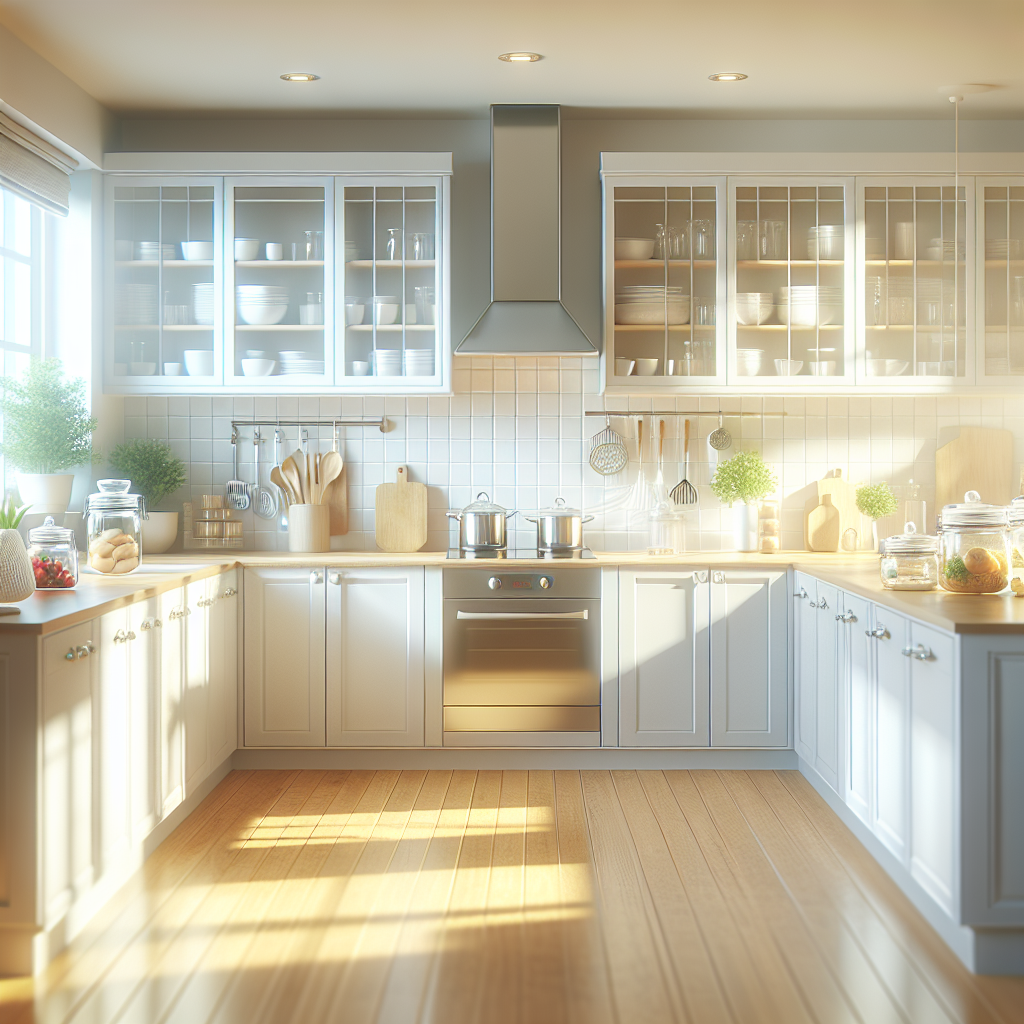 A bright and tidy kitchen with clear countertops and sealed food containers