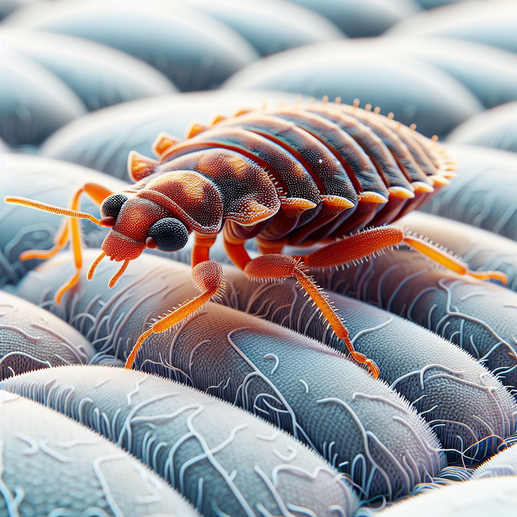 A close-up image of a bed bug on a mattress