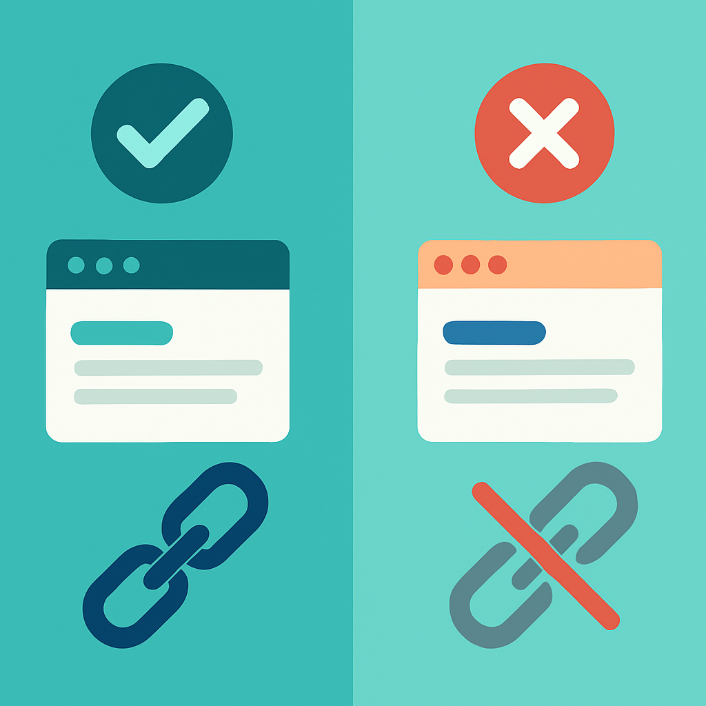 A creative visual showing dos and don'ts for using dofollow and nofollow links