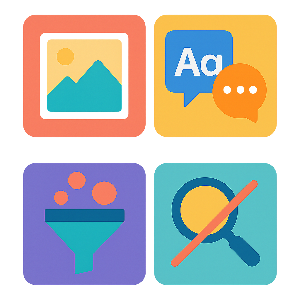 A visually appealing infographic showing guidelines for writing effective alt text with engaging icons and colors