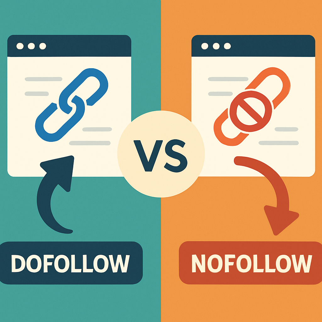A visual representation comparing dofollow and nofollow links in an engaging infographic style