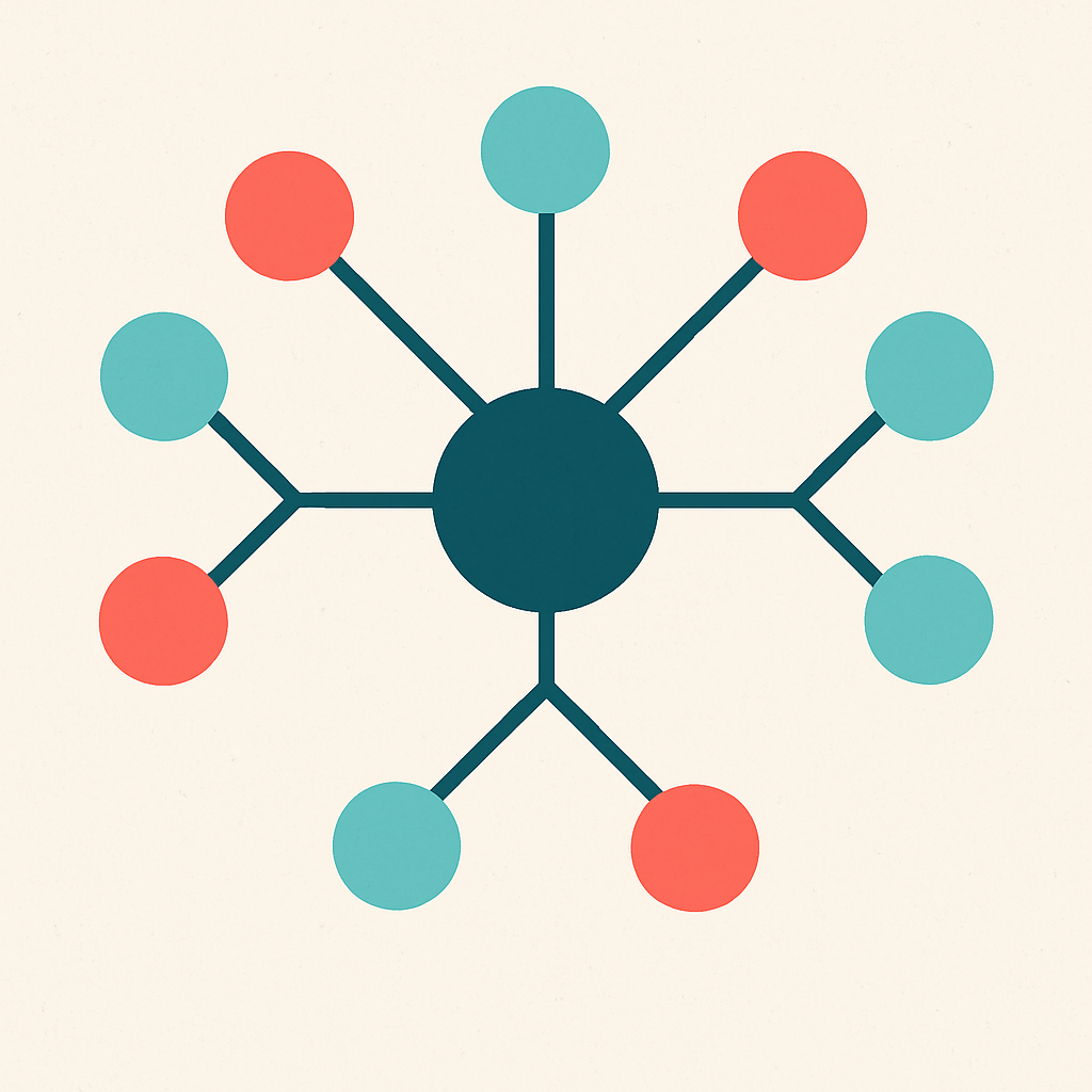 A visually appealing infographic illustrating topic clustering with a tree diagram showing pillar content at the center and subtopics branching out