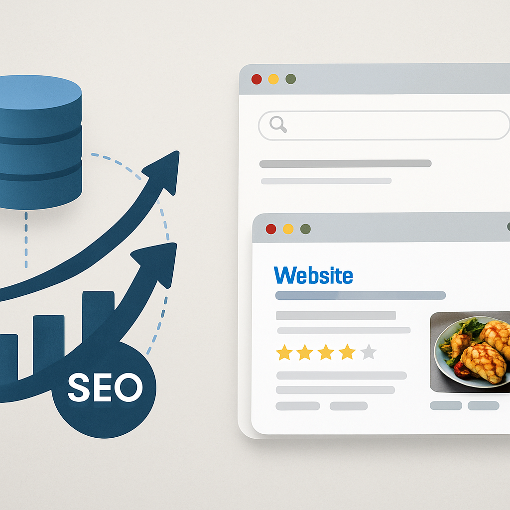 A visually engaging infographic illustrating how structured data enhances SEO performance through rich snippets and improved visibility in search results.