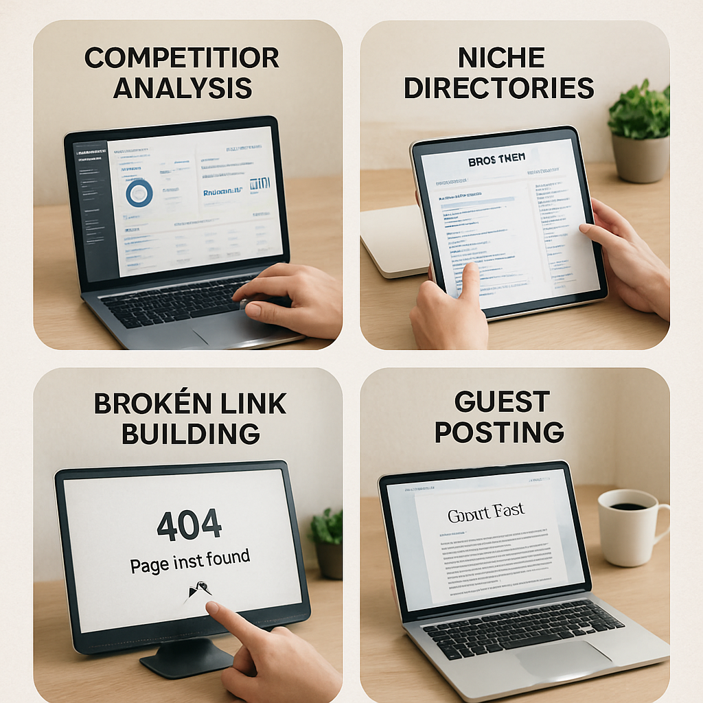 A detailed infographic showing different strategies for finding valuable backlink sources including <a href='https://ranklytics.ai/can-i-get-adsense-approval-with-ai-content/?query-1a7d8935-page=10'>competitor analysis</a>, <a href='https://ranklytics.ai/the-benefits-of-a-mobile-seo-audit/?query-1a7d8935-page=3&amp;cst='>niche directories</a>, <a href='https://ranklytics.ai/can-i-get-adsense-approval-with-ai-content/?query-1a7d8935-page=9&amp;cst='>broken link building</a>, and <a href='https://ranklytics.ai/can-i-get-adsense-approval-with-ai-content/?query-1a7d8935-page=10&amp;cst='>guest posting</a>.