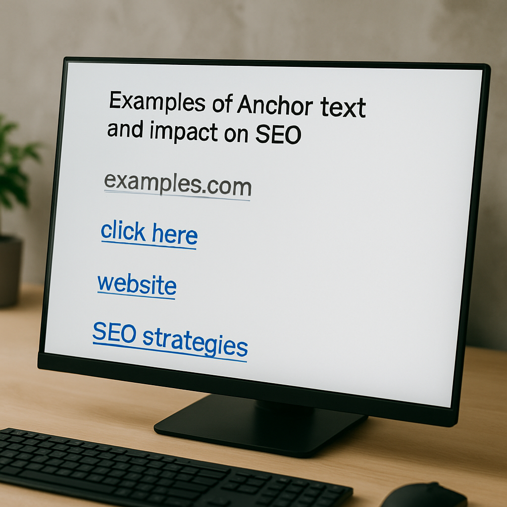 'A visual representation showing examples of different types of anchor text and their impact on SEO', style': 'photo realistic', mood': 'professional'