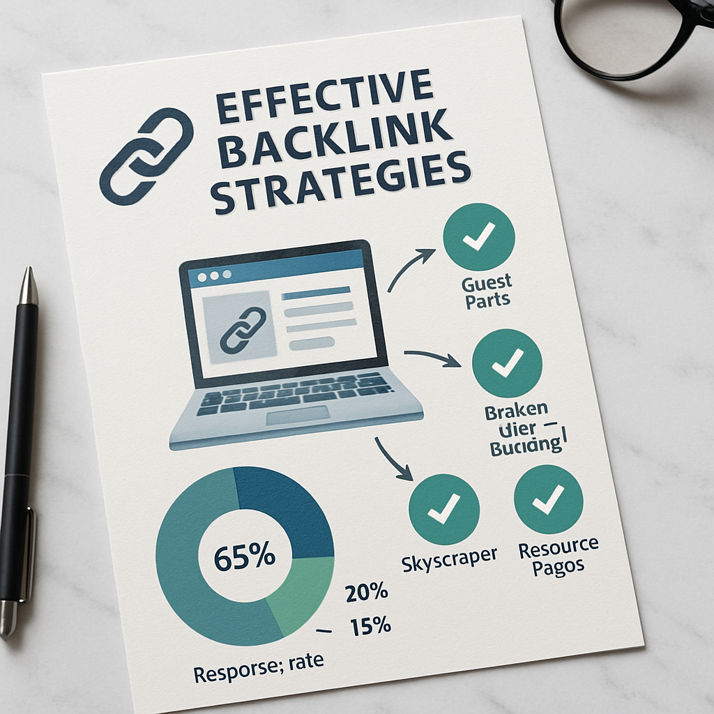 A detailed infographic showing effective backlink strategies including outreach methods and response rates.