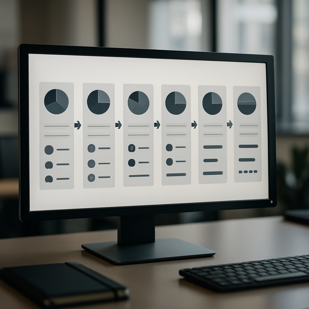 A professional dashboard view showing a six-step content pipeline: Prioritize, Brief, Draft, Triage, SEO QA, Staged Publish. Include indicators for claims count, approval status, and Ranklytics score. Photo realistic, professional mood