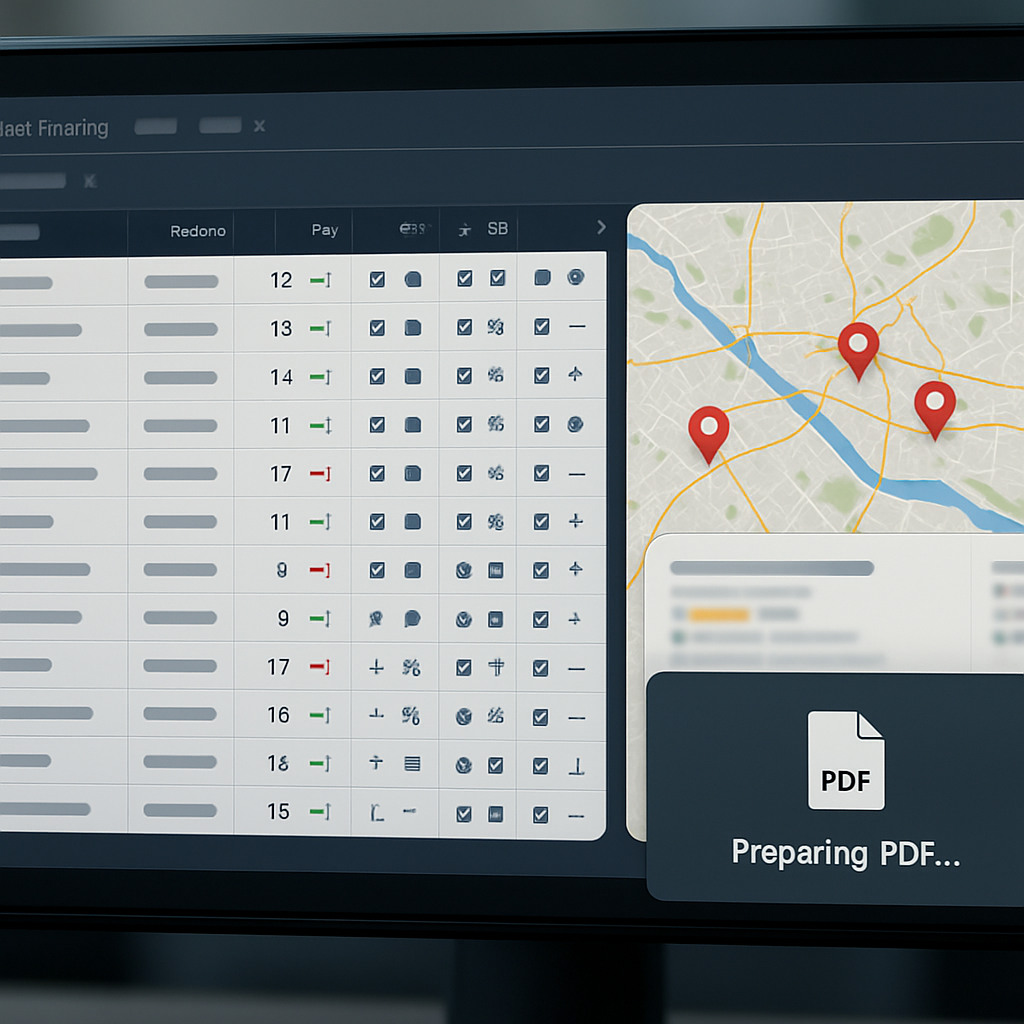 Photorealistic screenshot-style image of a position tracking dashboard showing city-level rankings