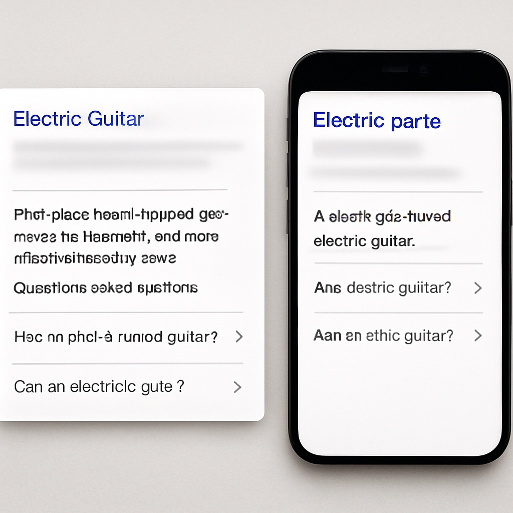 Side by side SERP snippet preview showing desktop and mobile truncation for a product page title and