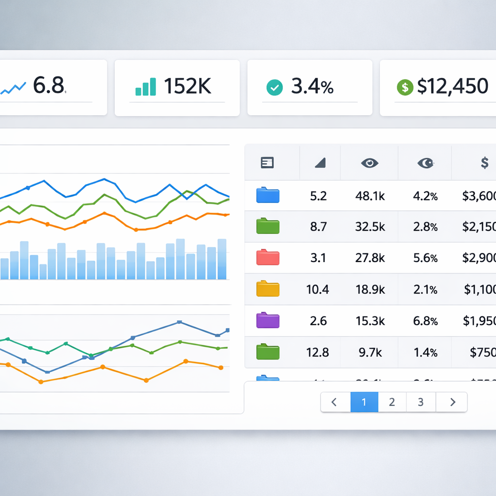 Professional dashboard view showing keyword groups, average SERP position, impressions, CTR and assi