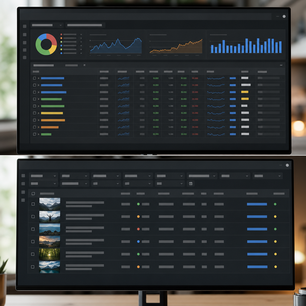 Screenshot-style photo realistic image of an Ahrefs dashboard showing Keywords Explorer results and
