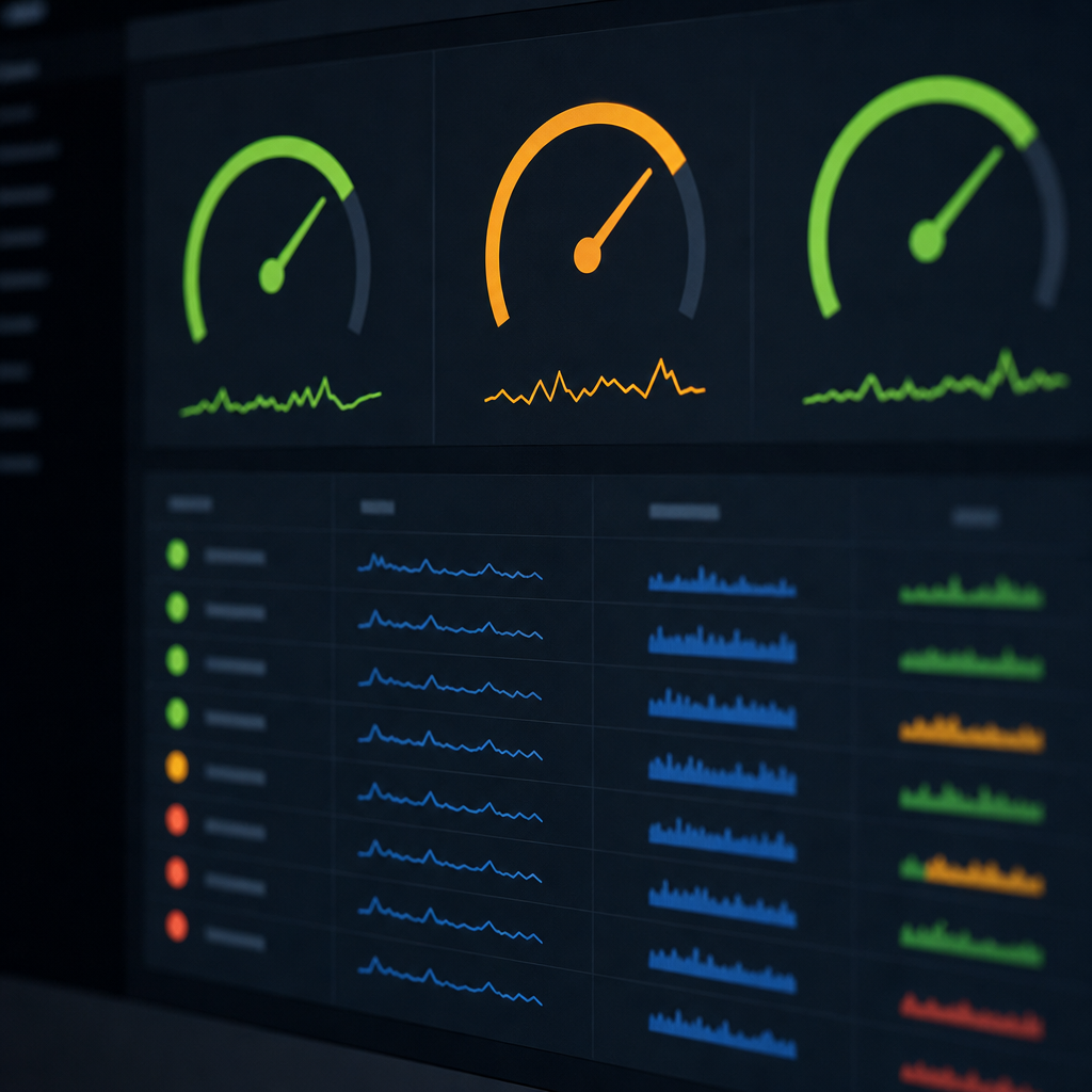 Close-up of a digital dashboard showing Core Web Vitals metrics (LCP, CLS, INP) and a crawl summary