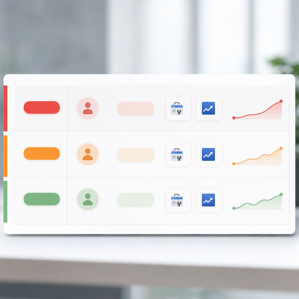 A professional dashboard screenshot-style image showing a prioritized recommendations panel from an