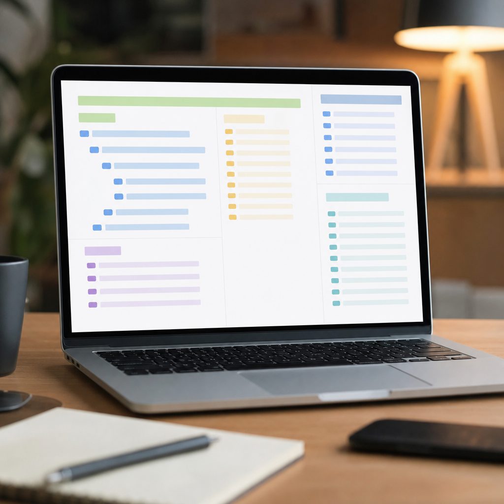 A professional screenshot-style image showing a content brief on a laptop screen with highlighted H1