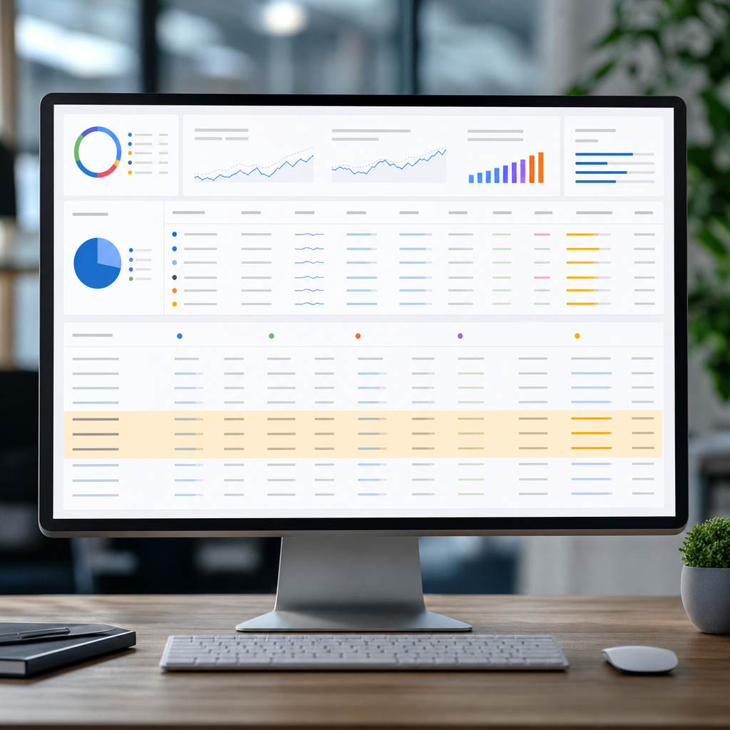 Screenshot-style image of Semrush Domain Overview and Keyword Gap tables with highlighted rows for t