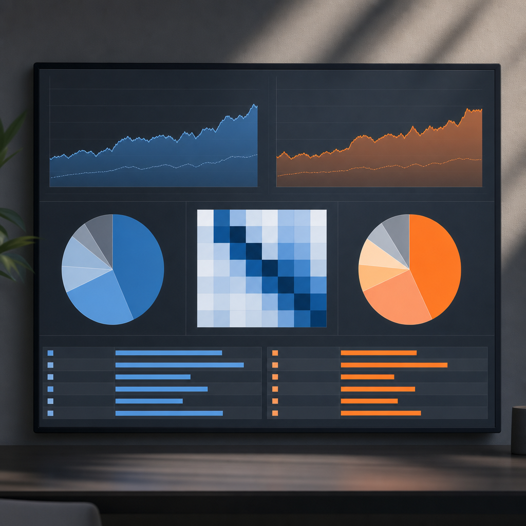 Photo realistic dashboard style image showing a side by side traffic comparison between two ecommerc