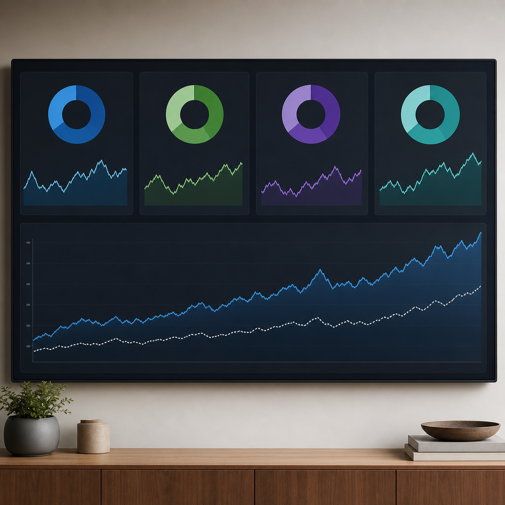 Dashboard-style screenshot showing a content KPI dashboard: organic sessions, MQLs, assisted convers