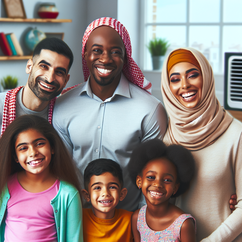 A happy family enjoying clean air in their Montreal home after professional air duct cleaning