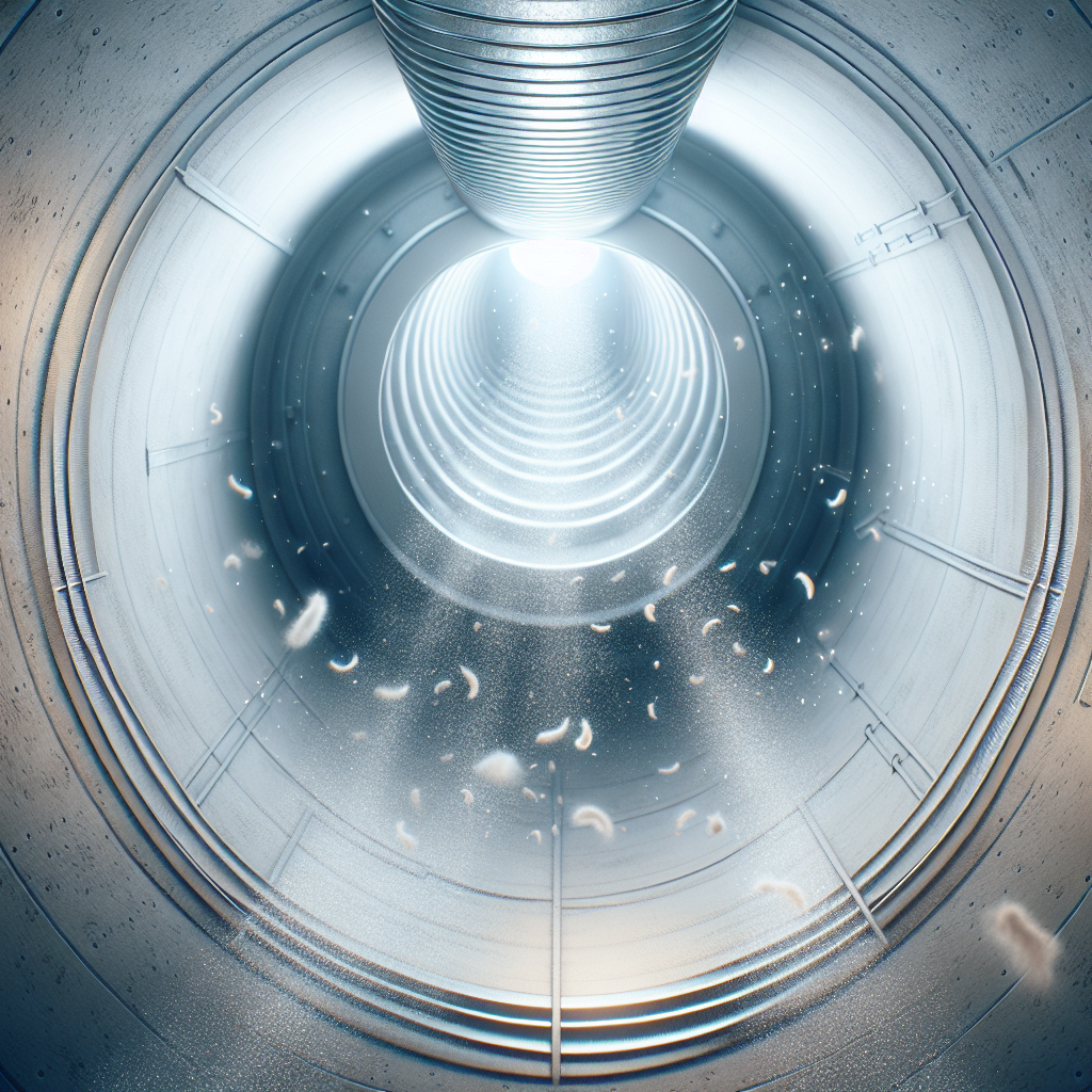 A clean and well-maintained air duct system with visible airflow and no dust