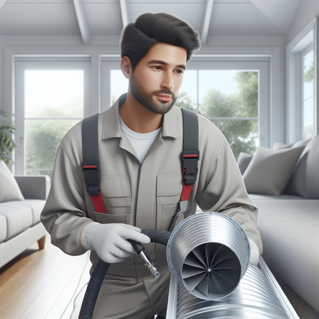 A professional technician performing ventilation cleaning in a residential home
