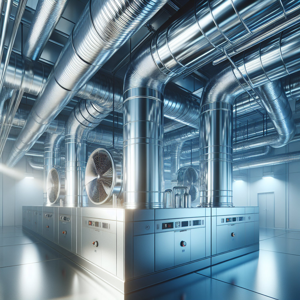 A clean and modern HVAC system with gleaming ducts and fresh airflow