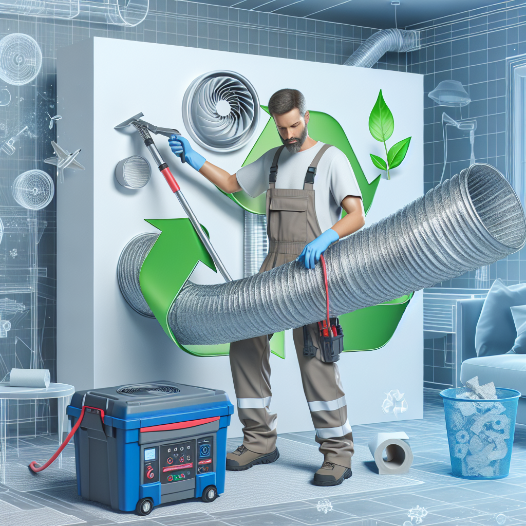 A professional technician performing air duct cleaning in a residential setting, showcasing advanced equipment and eco-friendly practices