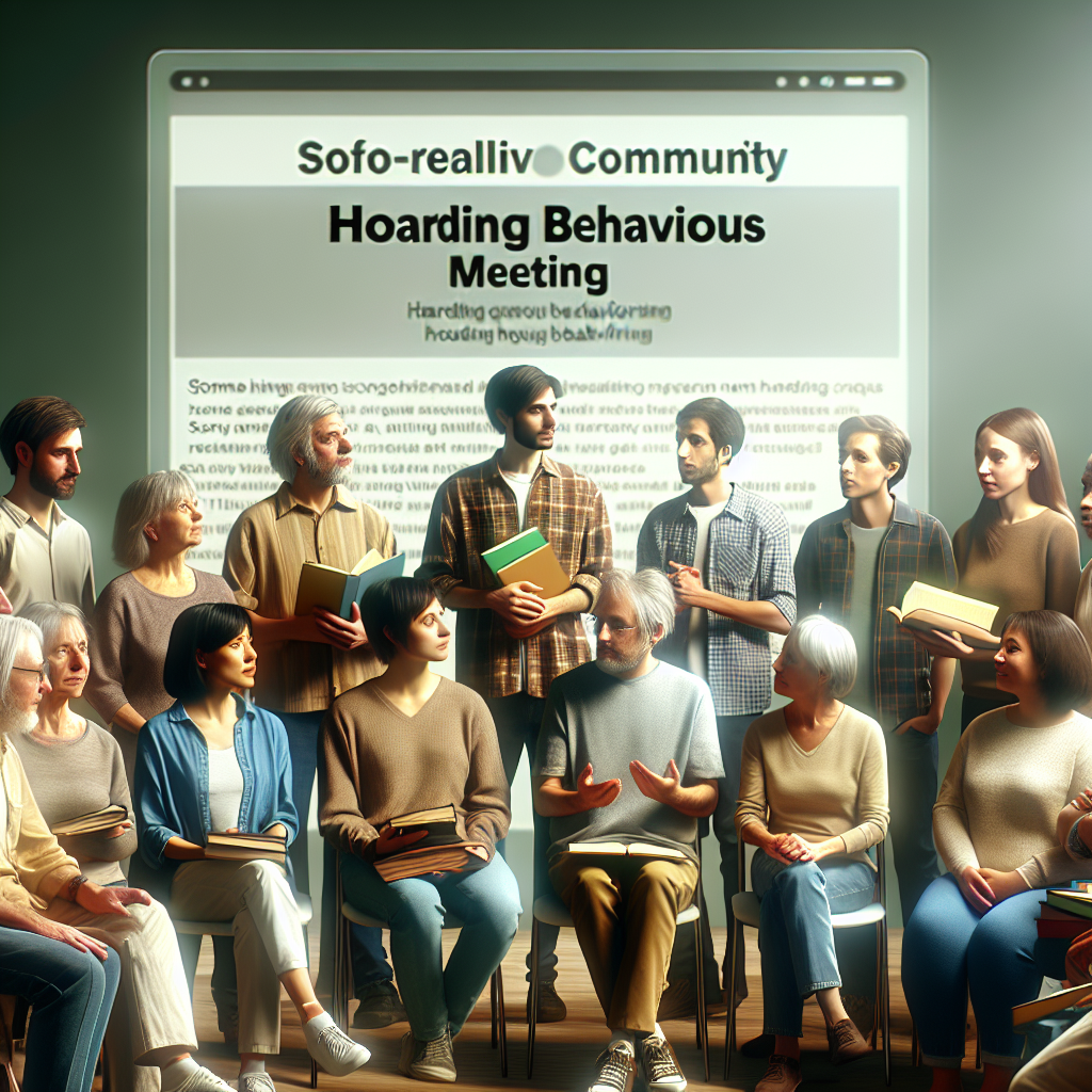 A community support group meeting focused on discussing mental health challenges related to hoarding behaviors.