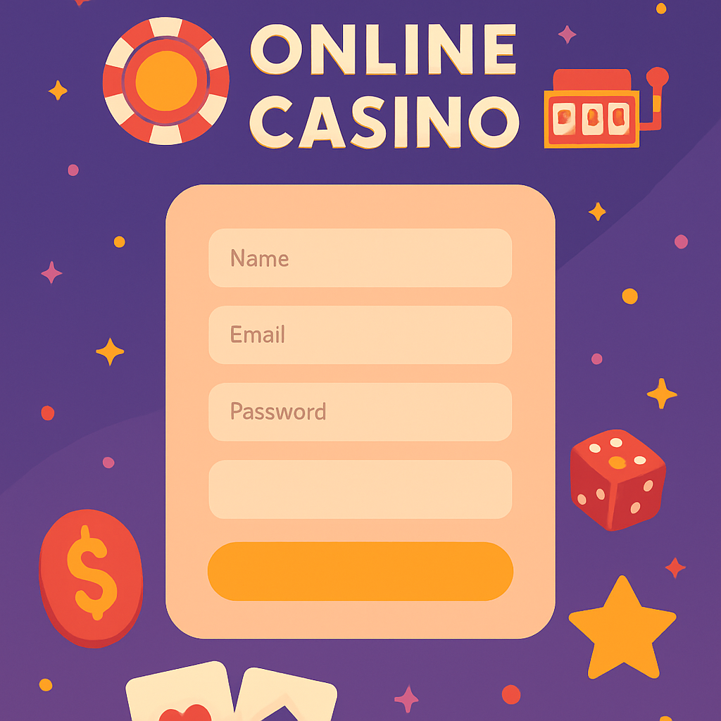 A user-friendly interface of an online casino registration page with vibrant colors and engaging design elements.