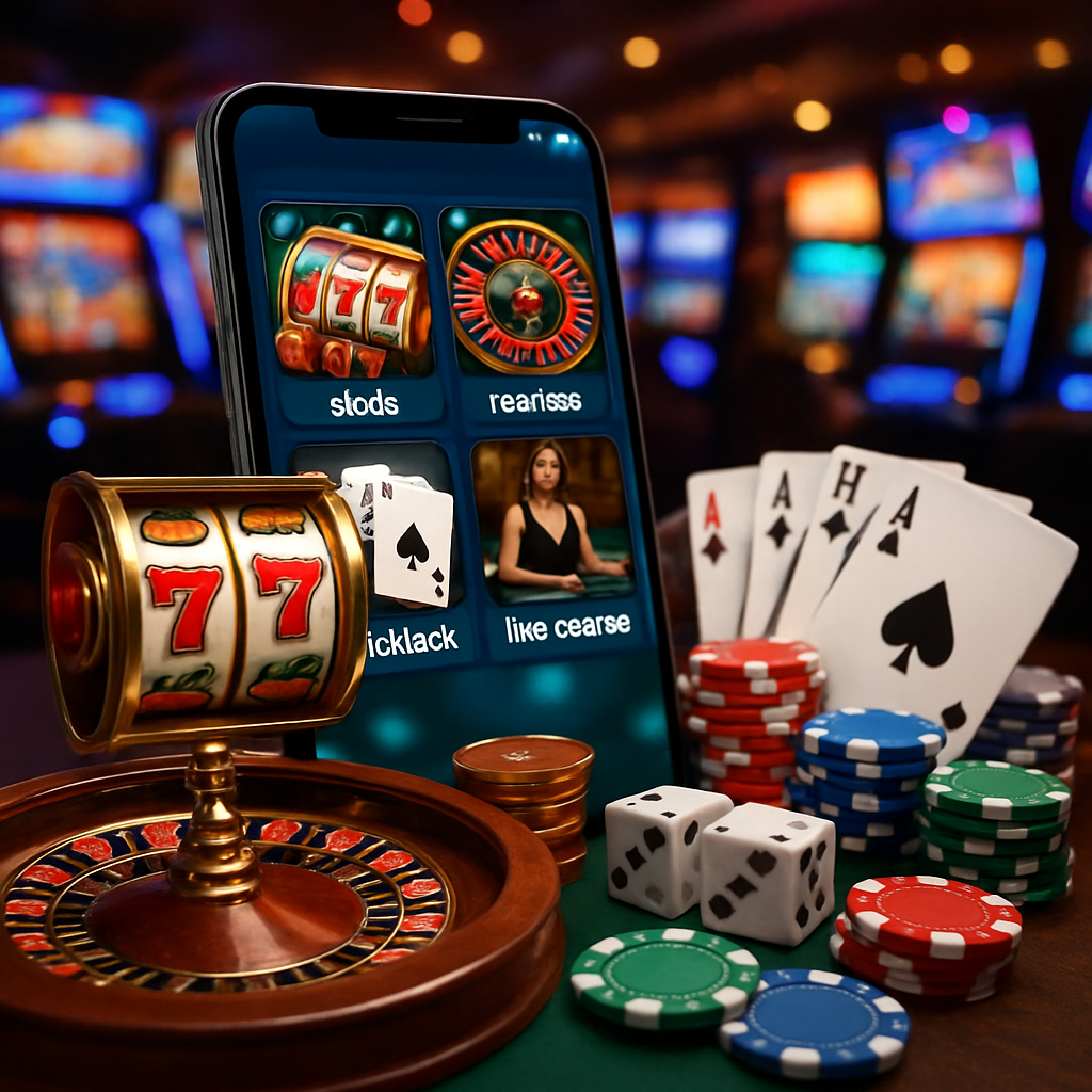 A vibrant online casino scene showcasing various games available on an app interface