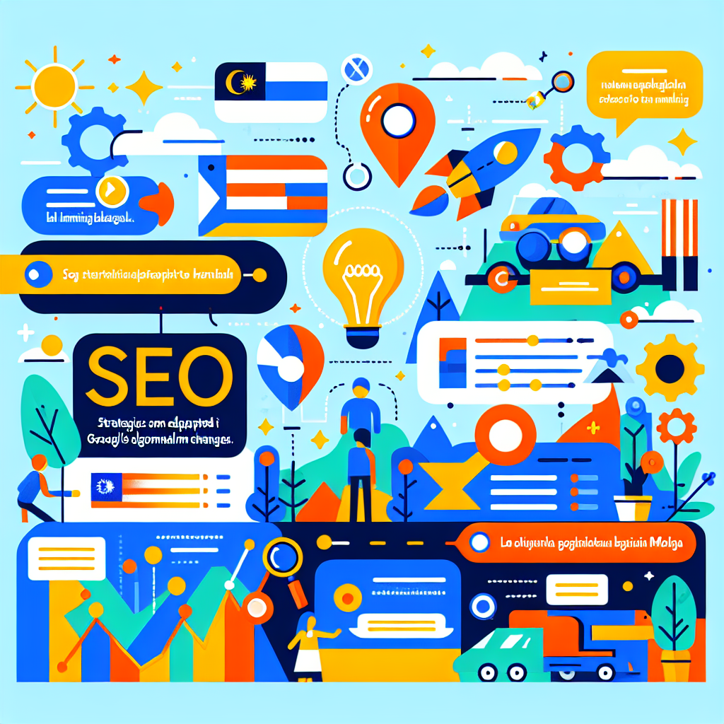 A vibrant infographic illustrating effective SEO strategies for adapting to Google's algorithm changes in Malaysia