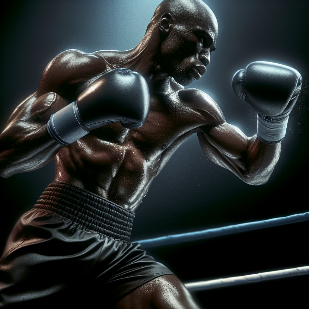 Mike Tyson in action during a boxing match, showcasing his aggressive fighting style and quick movements.