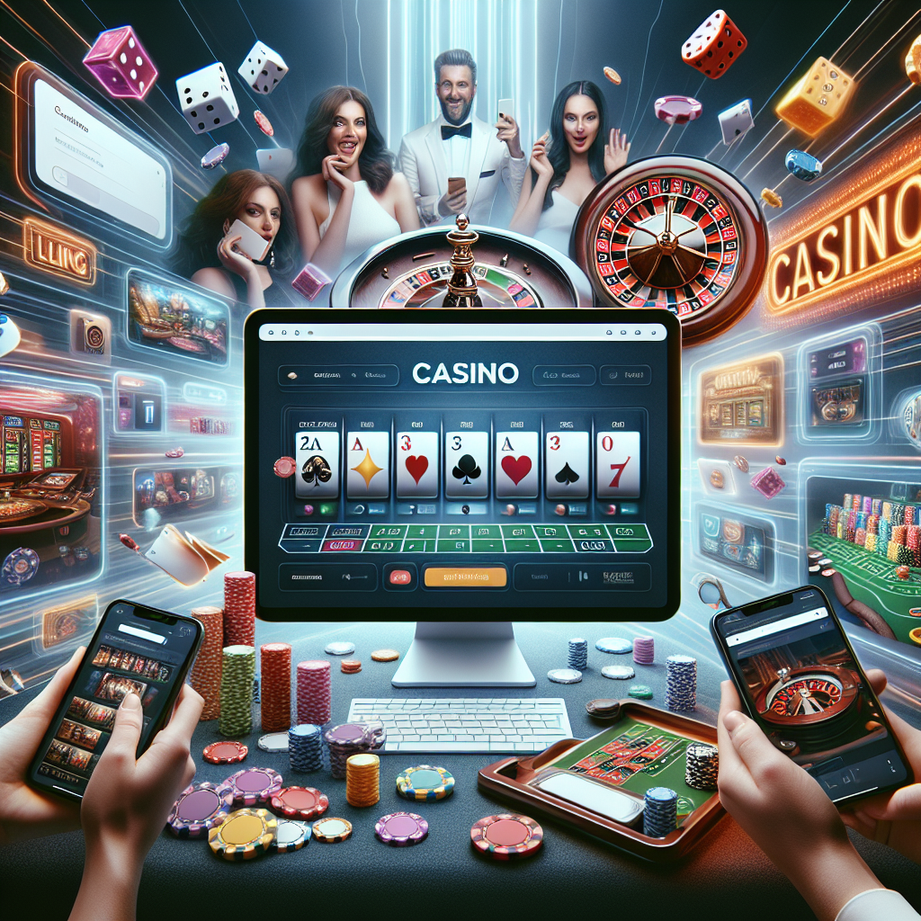 A vibrant online casino interface showcasing various games like poker and roulette, with a modern design and engaging colors