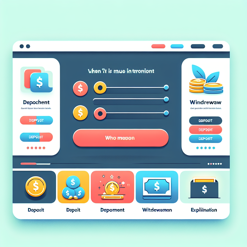 A user-friendly interface of an online casino platform showing deposit and withdrawal options