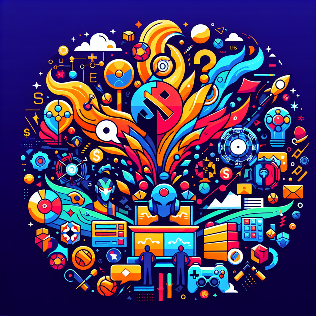 A vibrant illustration showcasing various esports games like Dota 2, League of Legends, and CS:GO with elements of betting such as odds and charts