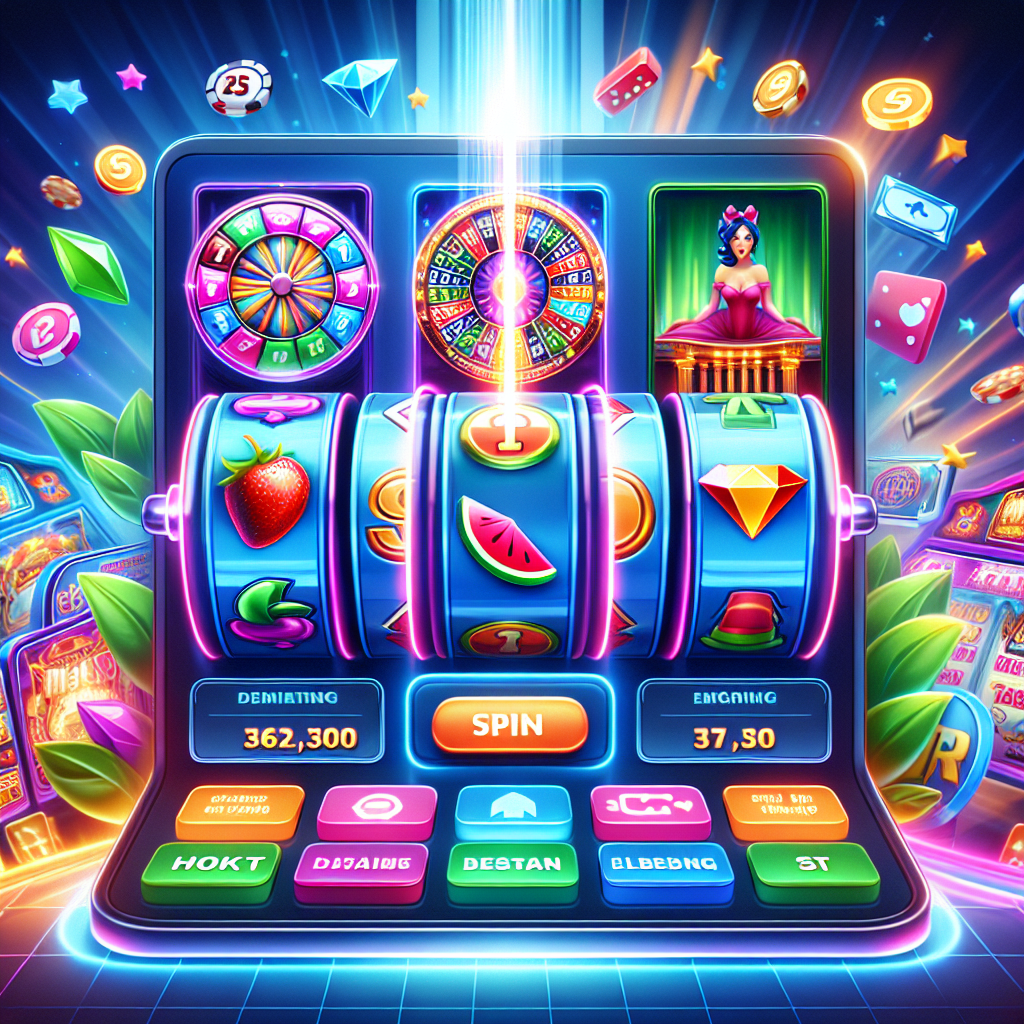 A vibrant online casino interface showcasing various slot games with colorful graphics and engaging elements