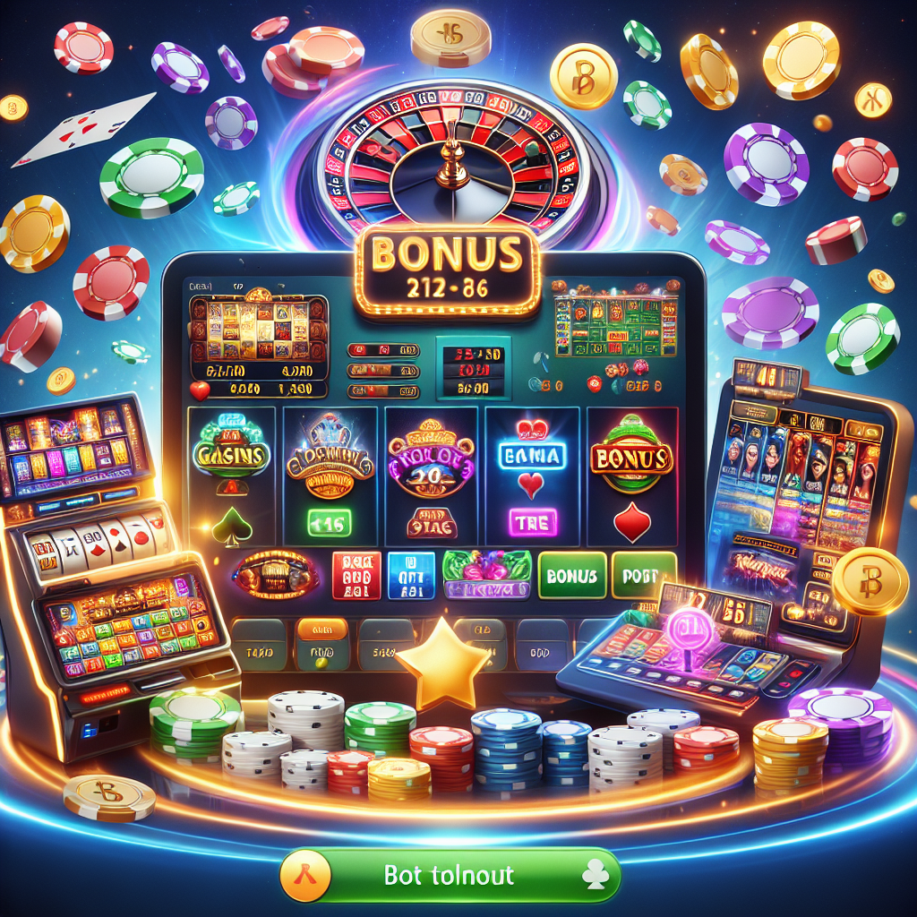 A vibrant online casino interface showcasing various games and bonus offers