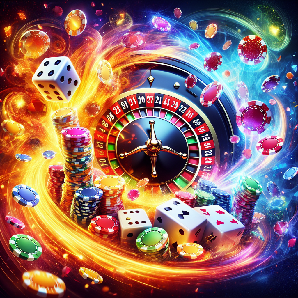 An exciting digital illustration representing online casino bonuses with vibrant colors and gaming elements