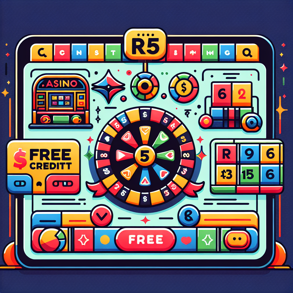 A vibrant illustration of an online casino interface showcasing various games and a prominent RM5 free credit offer.