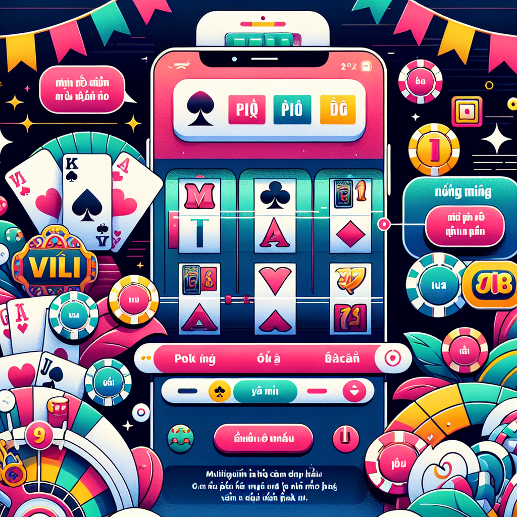 A vibrant illustration of a secure online casino interface with Vietnamese language support and various card games displayed