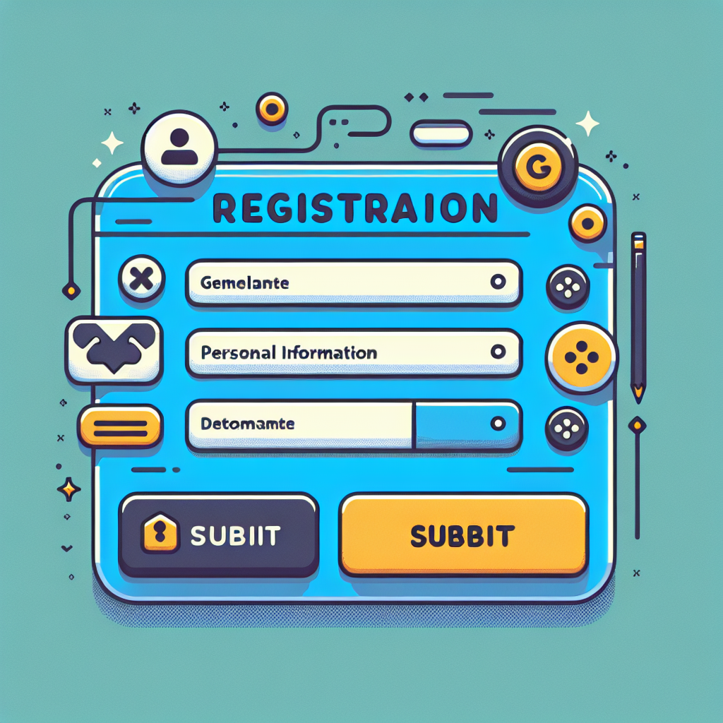 A user-friendly interface of an online registration form for a gaming platform, showcasing fields for personal information and a submit button.