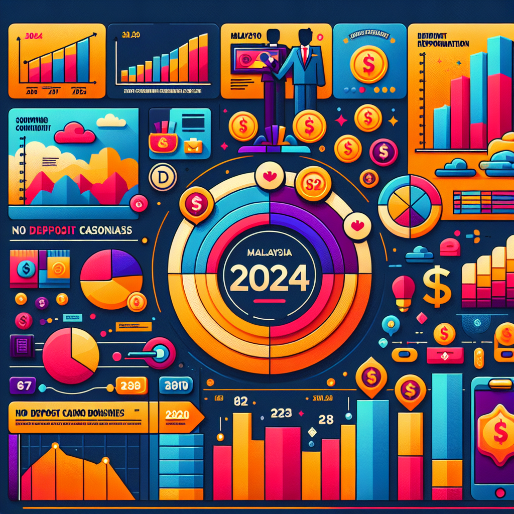 A vibrant infographic comparing no deposit casino bonuses in Malaysia 2024