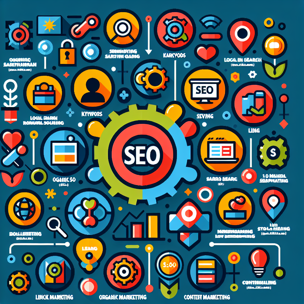 A colorful infographic showing different types of SEO services and their costs in Malaysia
