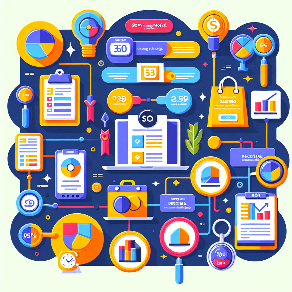 A vibrant infographic showing different SEO pricing models and packages available in Malaysia