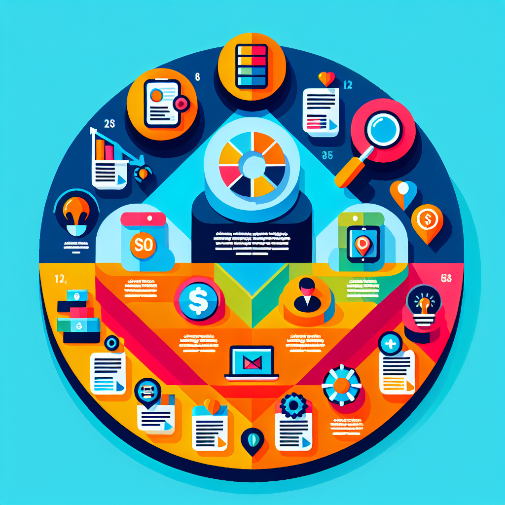 A vibrant infographic showing different tiers of SEO pricing packages available in Malaysia with icons representing each service
