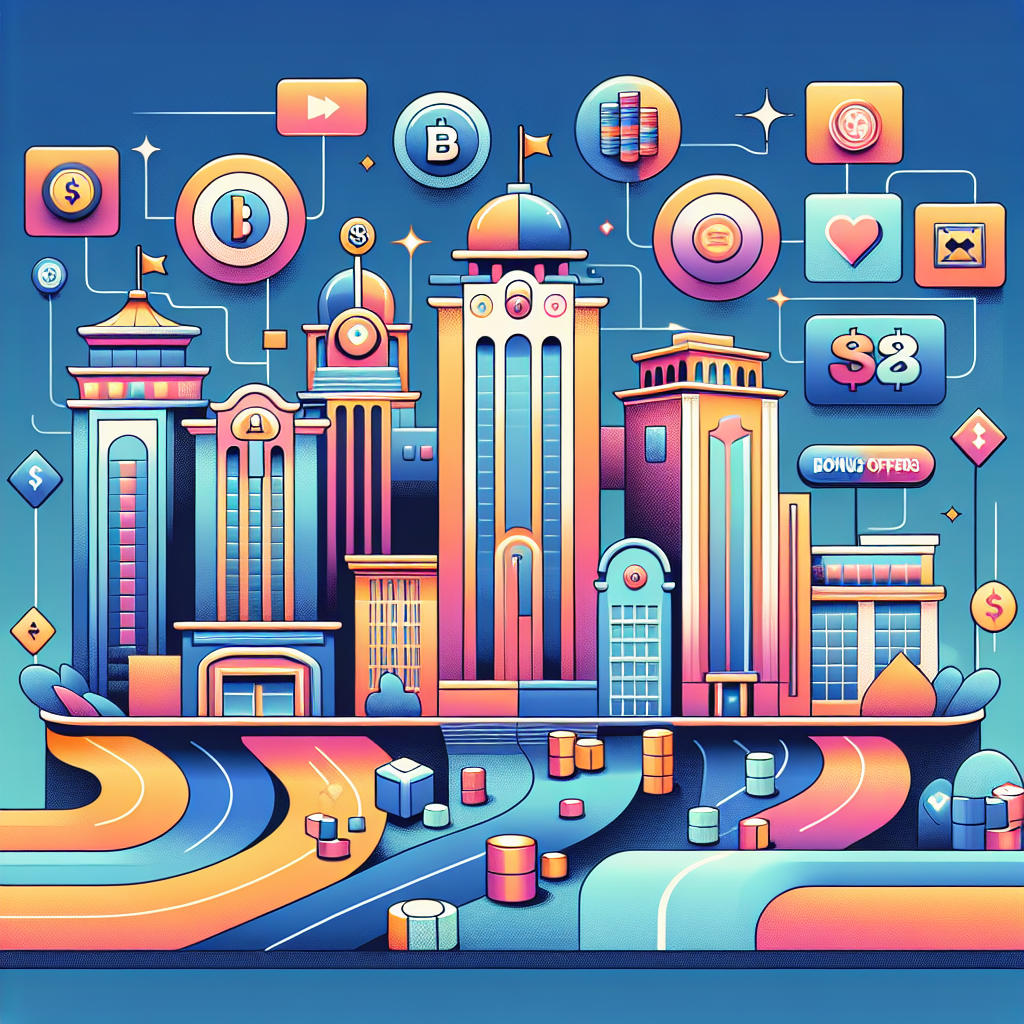 A vibrant and engaging graphic comparing different online casinos in Vietnam with bonus offers and features