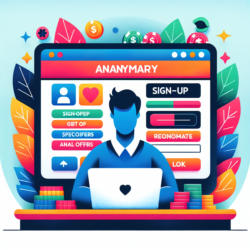 An illustration of a user navigating the God55 website on a laptop, with a clear view of the registration process and bonus offers highlighted, vibrant colors and user-friendly interface