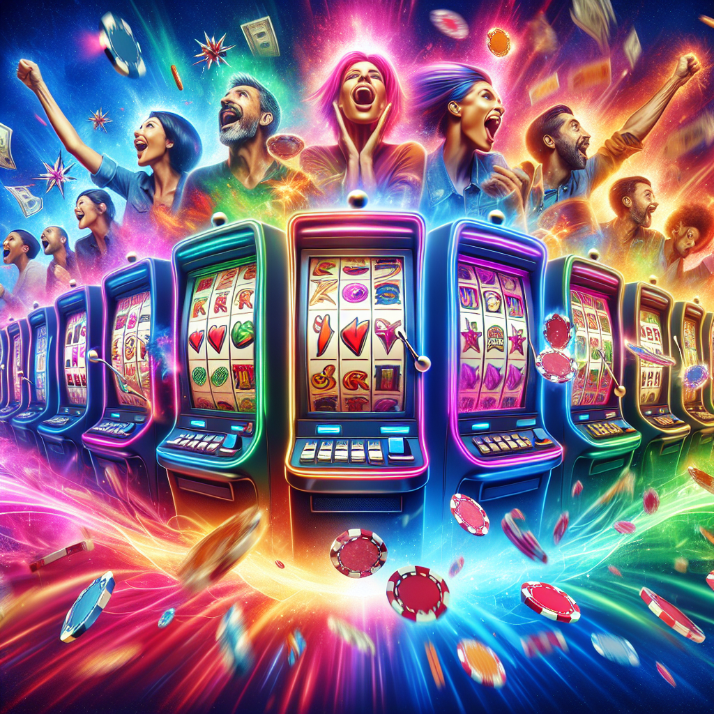 An engaging image depicting various slot machines available on Mega888 with vibrant colors and players enjoying their experience.