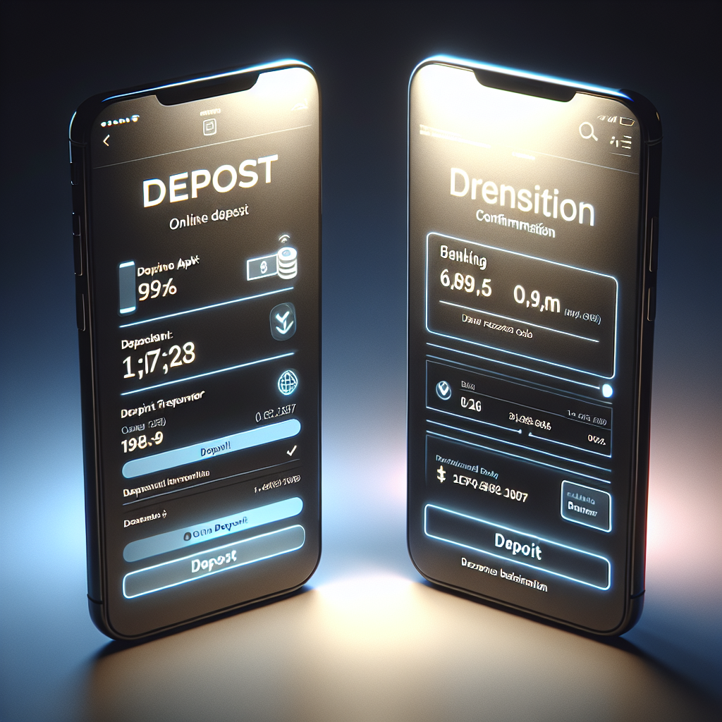 Photo realistic image of a smartphone showing a GOD55 deposit screen with a clear deposit reference code, next to a banking app transfer confirmation showing the same reference and timestamp; professional lighting, clear readable text