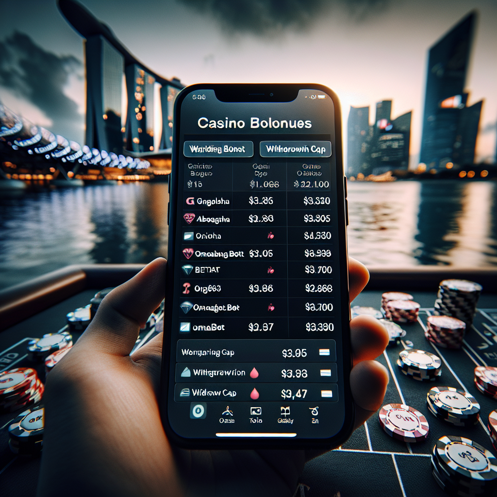 Close-up photo realistic image of a clean comparison table on a mobile phone screen showing casino b